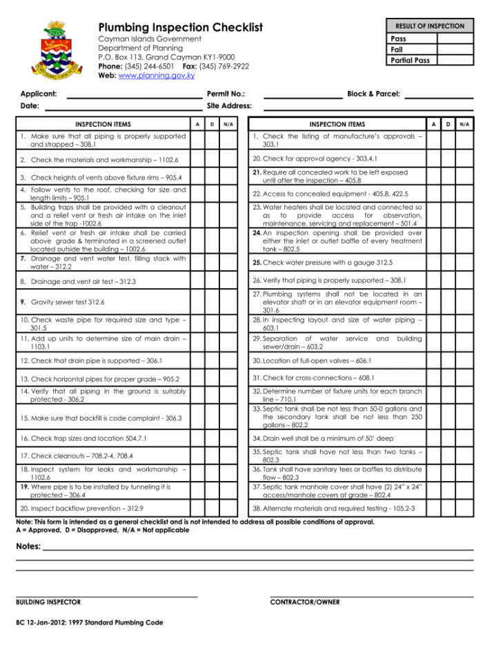 Plumbing Inspection Report Template