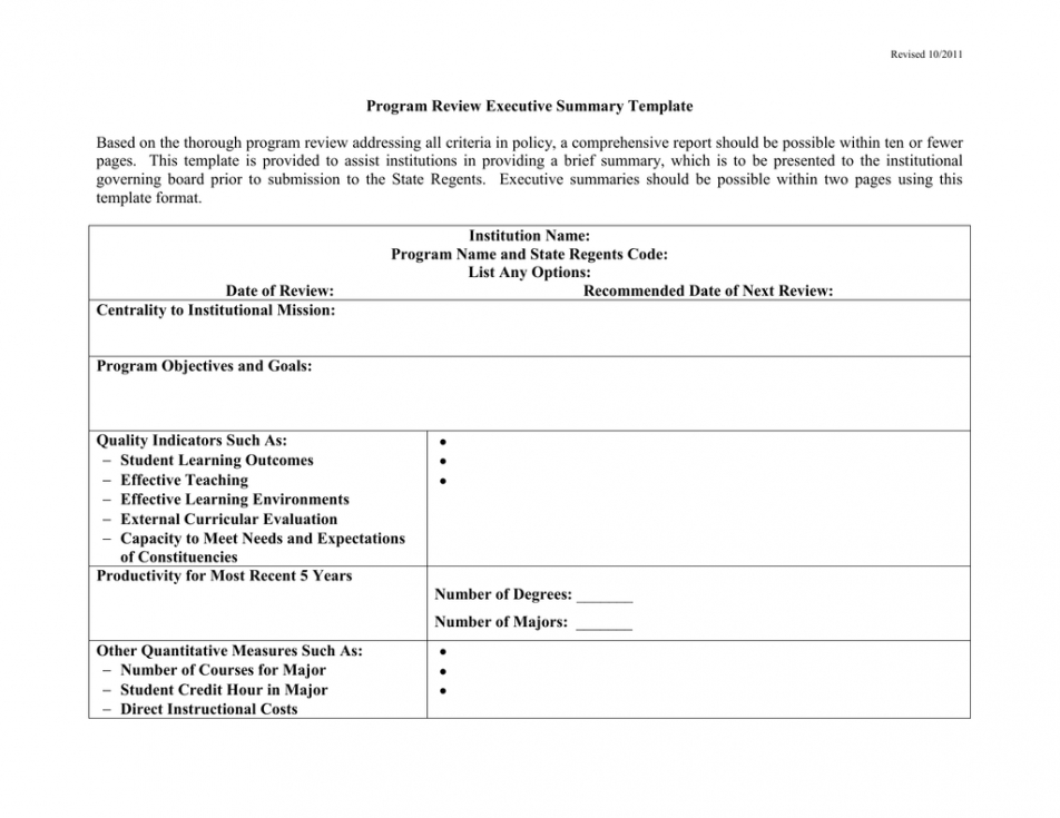 free program review executive summary template program review report template