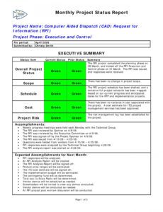 free project status report template ~ addictionary executive status report template doc