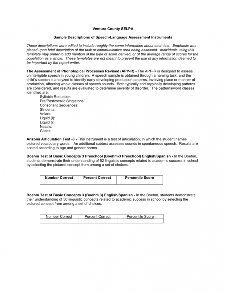 free sample descriptions of speechlanguage assessment instruments speech language evaluation report template sample