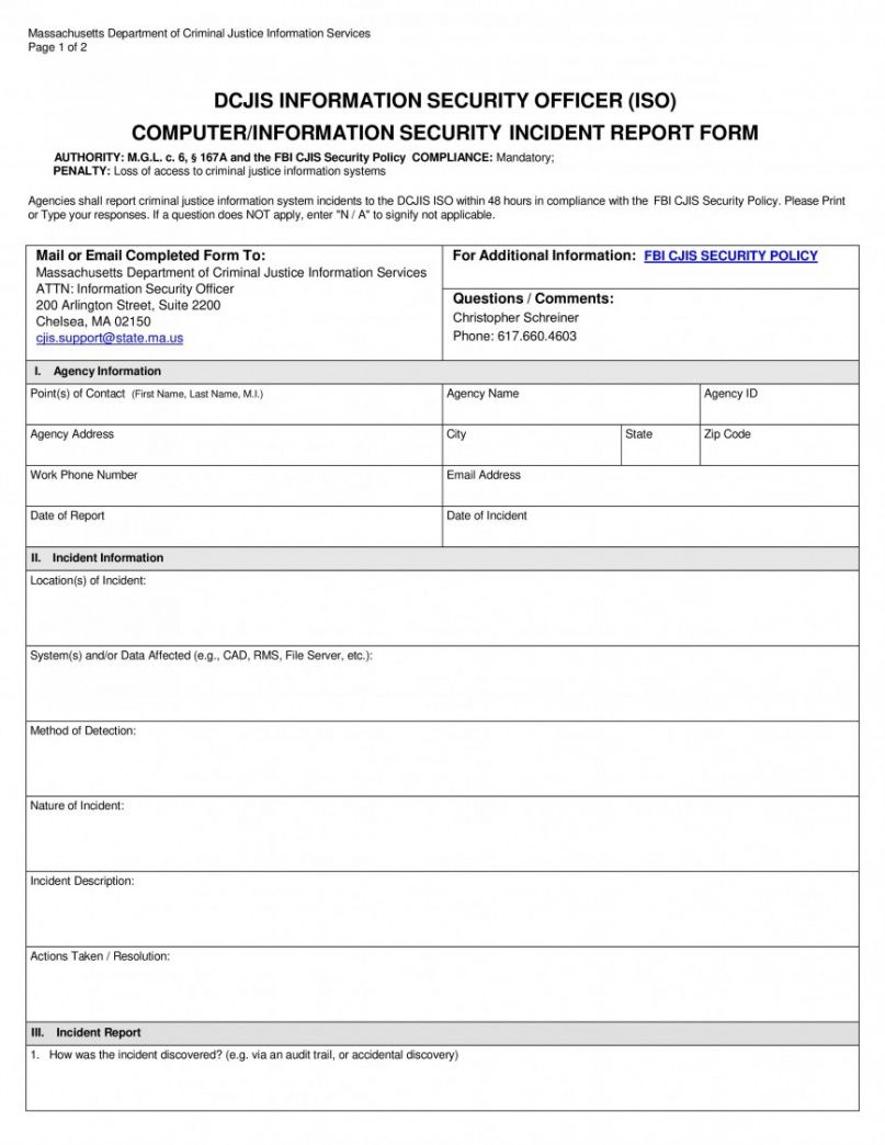 free security incident report template ~ addictionary cyber security incident report template pdf