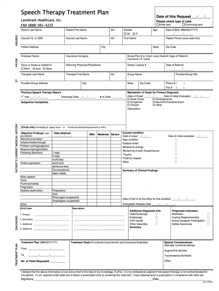 free speech therapy treatment plan  fill out and sign printable pdf template   signnow speech language evaluation report template doc