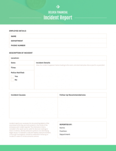 sample green incident report template issues report template example