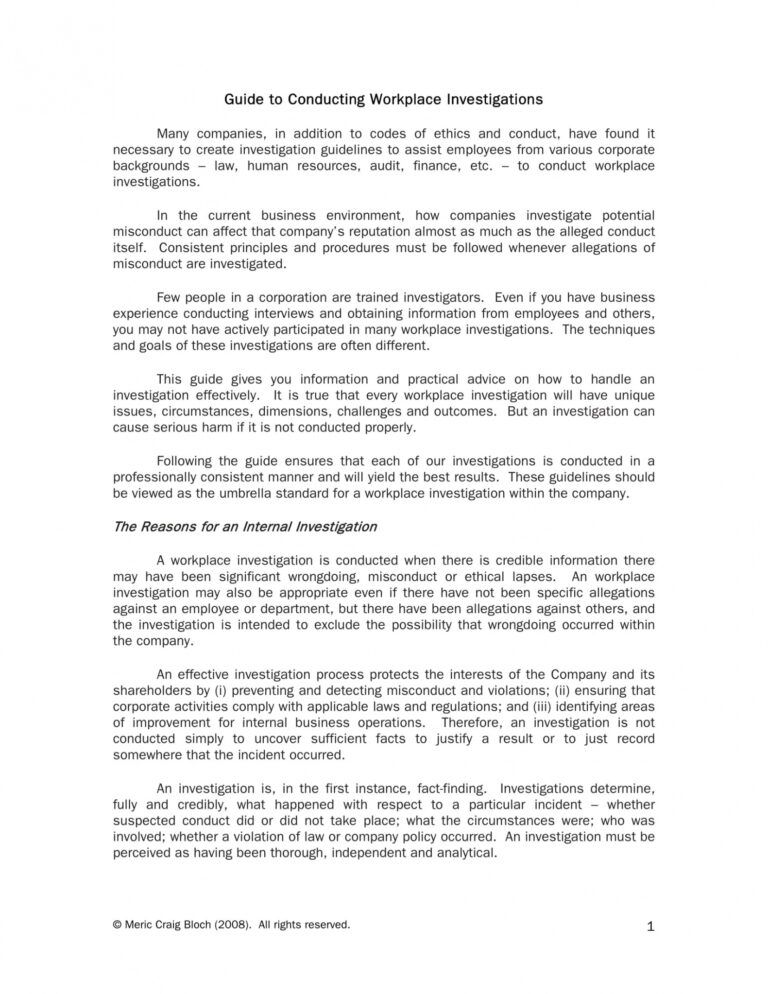10 Workplace Investigation Report Examples Pdf Examples Workplace Harassment Investigation