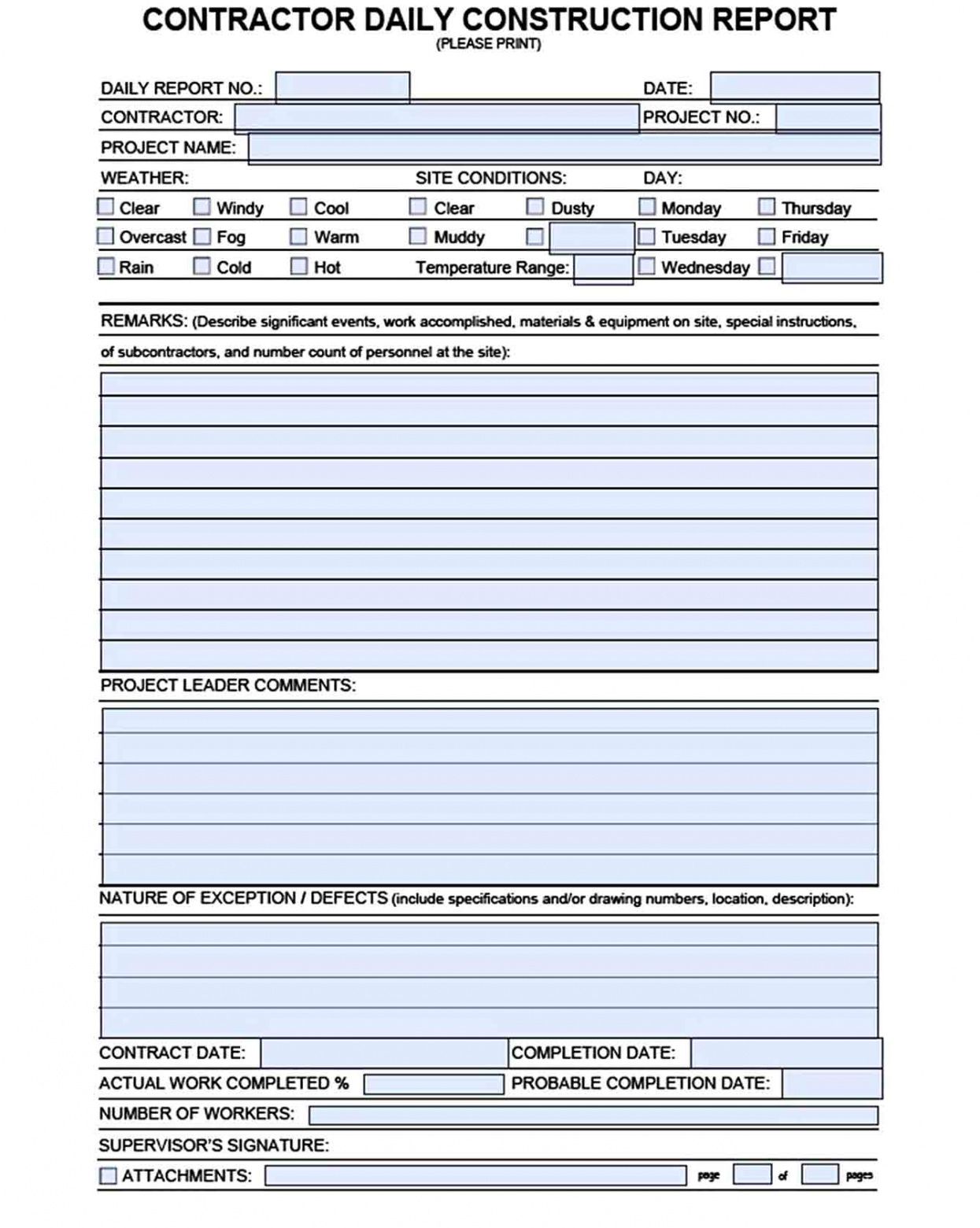 Construction Report Template Welding Rodeo Designer Daily Construction