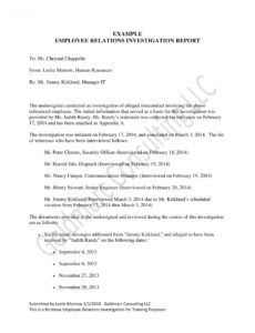 editable 10 workplace investigation report examples  pdf  examples workplace harassment investigation report template doc