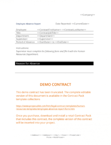 editable employee absence report form  3 easy steps absence report form template example