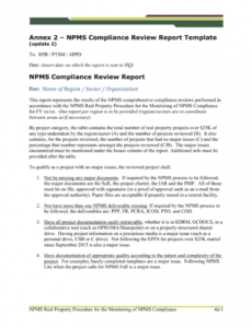 editable npms compliance review report template update 2 compliance report template example