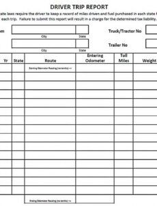 editable sample trip report template  will work template business truck driver trip report template excel