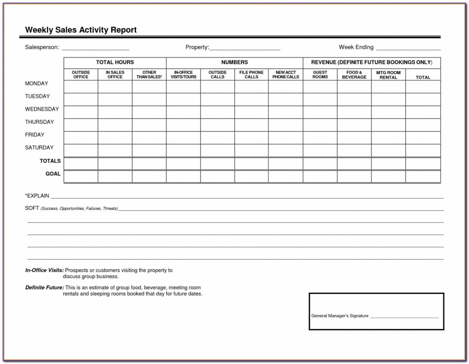 Sales Activity Report Template Excel