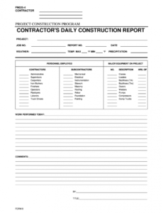 printable construction daily report template excel  fill online daily construction report template