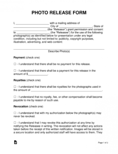 printable free photo release forms  word  pdf  eforms  free wedding photo release form template sample