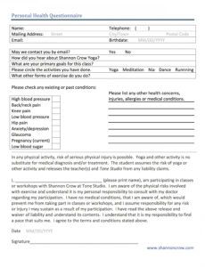 printable student waiver form  shannon crow yoga release form template example