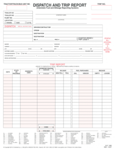 printable truck dispatch spreadsheet template  fill online printable truck driver trip report template doc