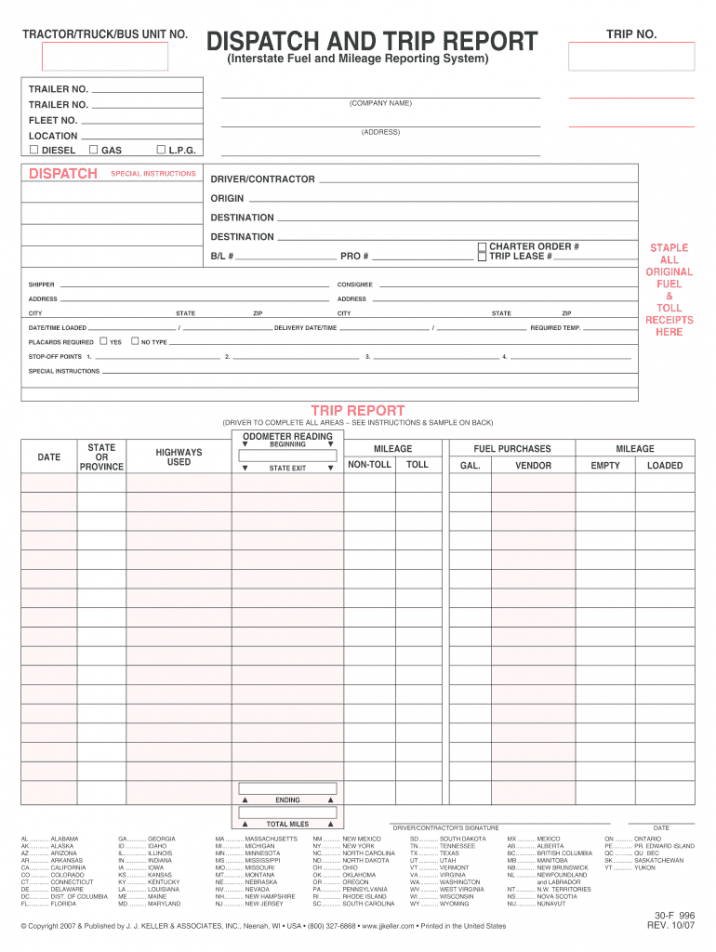 Printable Truck Dispatch Spreadsheet Template Fill Online Printable