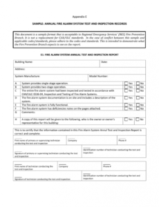 sample appendix e sample annual fire alarm system test and fire alarm inspection report template sample