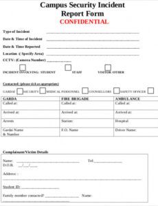Best Security Guard Incident Report Template  Sample