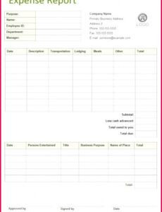 Costum Small Business Expense Report Template Doc