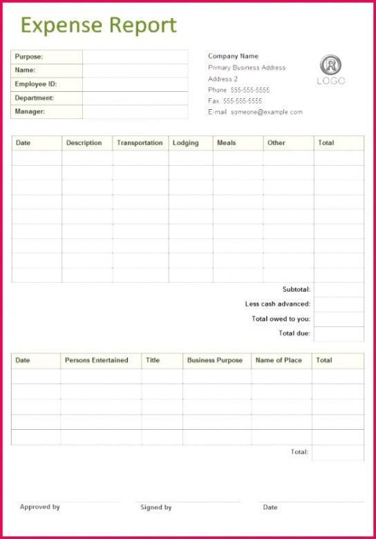 Costum Small Business Expense Report Template Doc