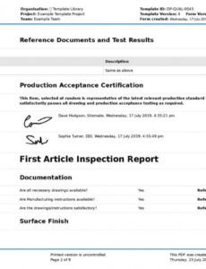 Editable First Article Inspection Report Template Doc