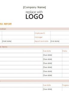 Editable Weekly Employee Status Report Template  Sample