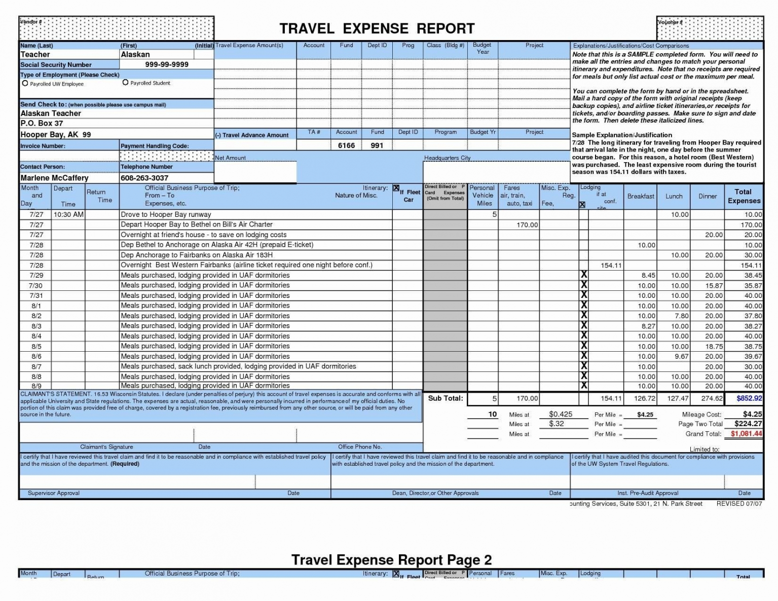 Free Business Travel Expense Report Template