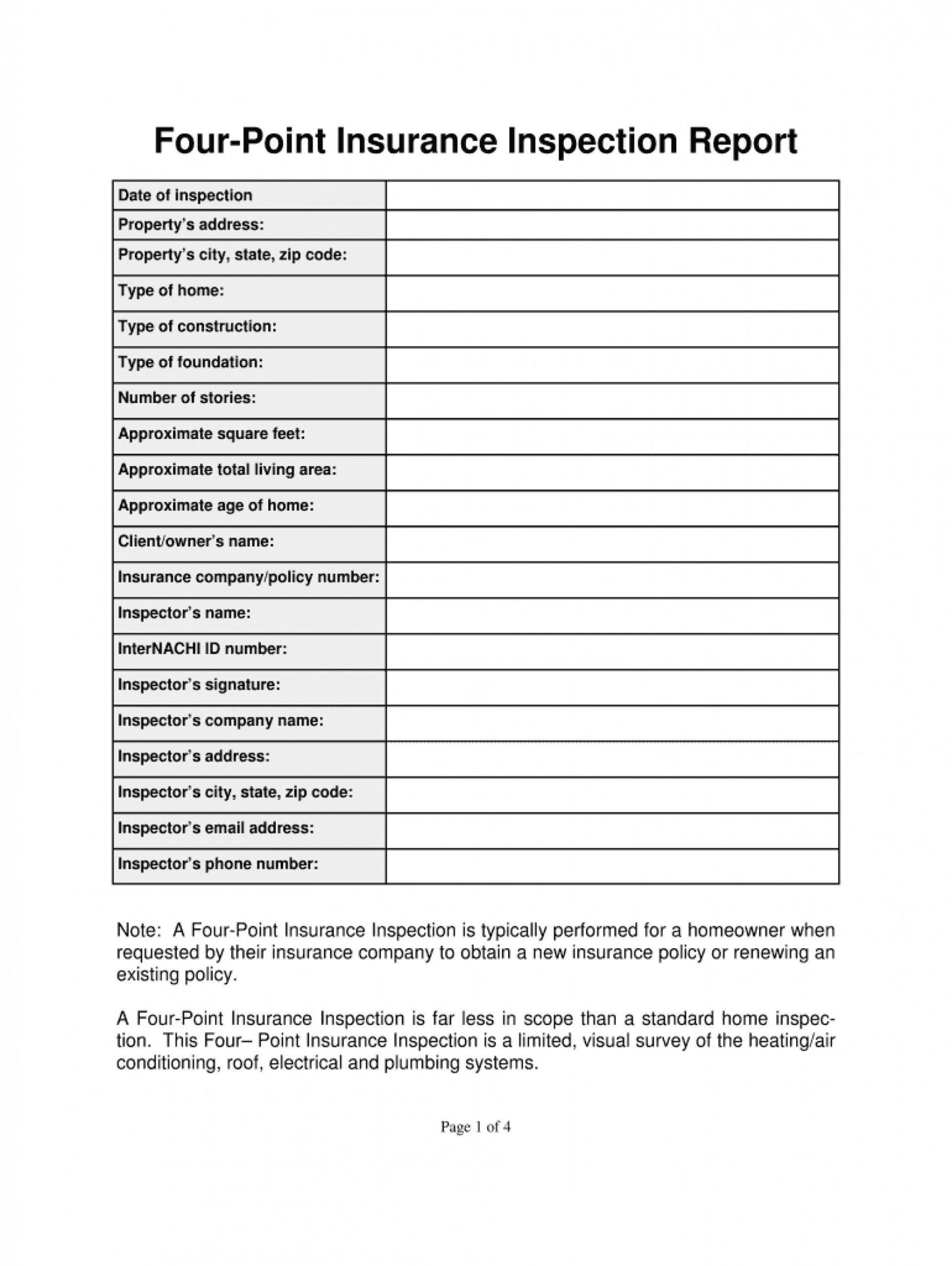 Free Special Inspection Report Template  Sample