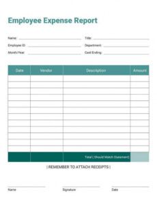 Professional Consultant Expense Report Template Doc