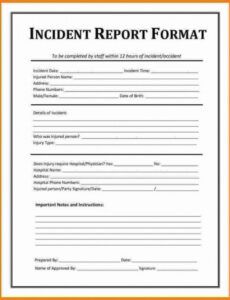 Professional Security Guard Incident Report Template Pdf Example