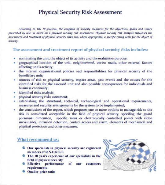 Best Physical Security Report Template  Sample