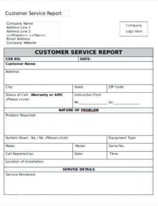 Best Technical Service Report Template  Sample