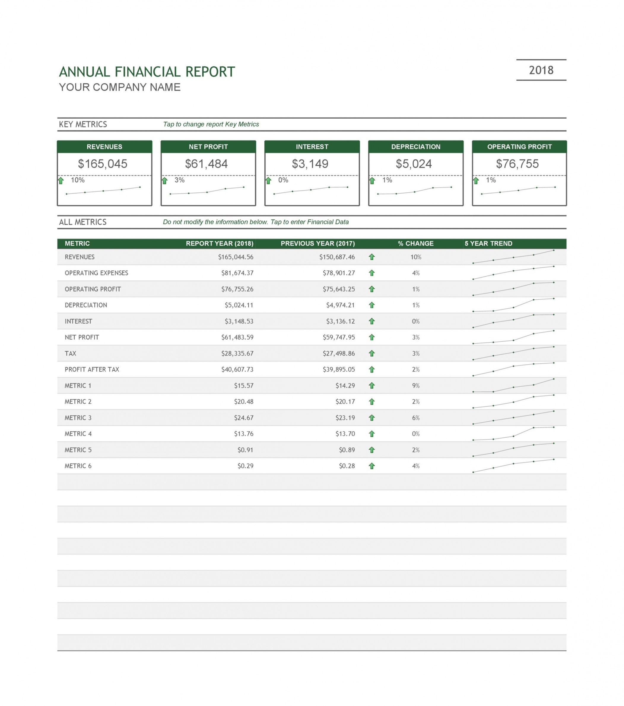 Costum Annual Financial Report Template Word