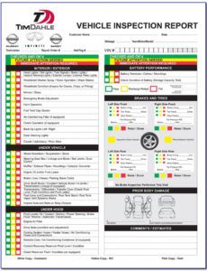 Costum Driver Vehicle Inspection Report Template Doc Example