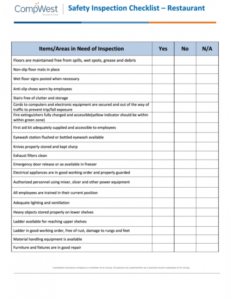 Costum Safety Inspection Report Template Excel Sample