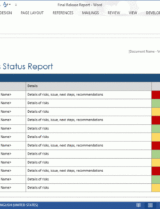 Costum Software Testing Status Report Template Excel