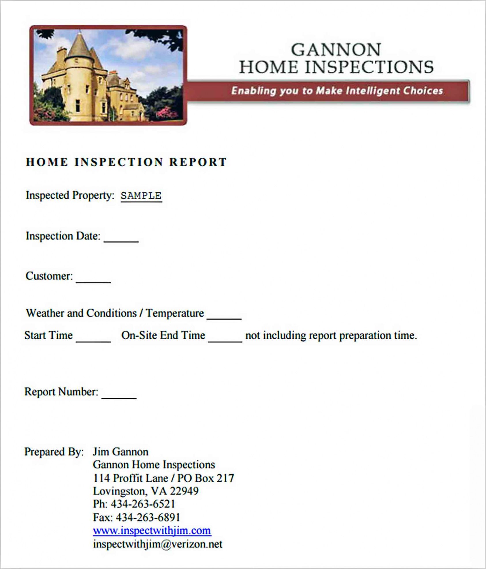Editable Home Inspection Report Template  Example