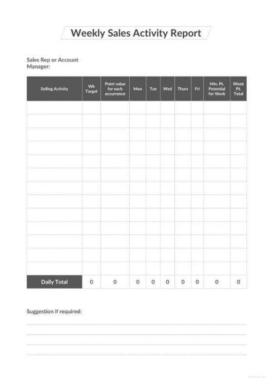 Editable Sales Manager Report Template  Example