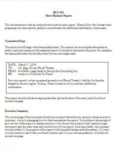 Formal Business Report Template  Example