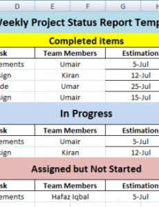Free It Project Status Report Template Excel Sample