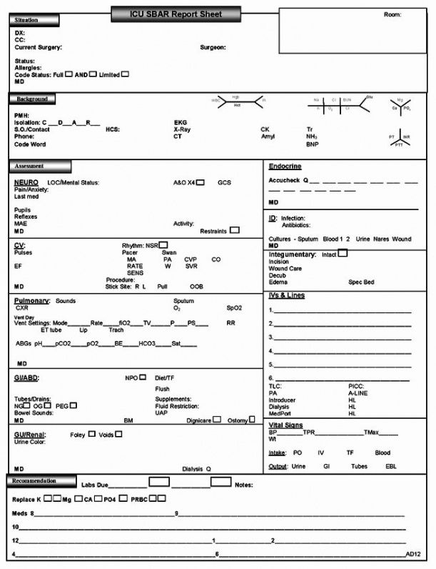 Free Nursing Shift Report Template Pdf Example