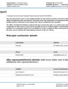 Free Project Inspection Report Template Doc Example