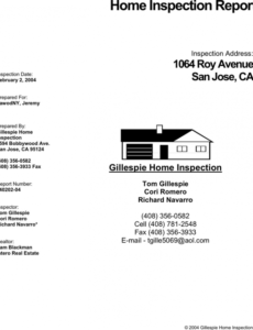 Home Inspection Report Template  Example