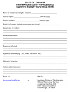 Information Security Incident Report Template Pdf Sample