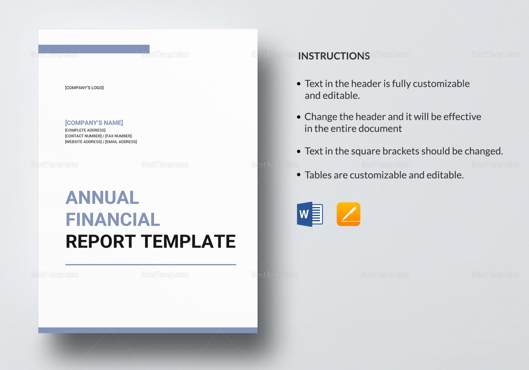 Printable Annual Financial Report Template Pdf Sample