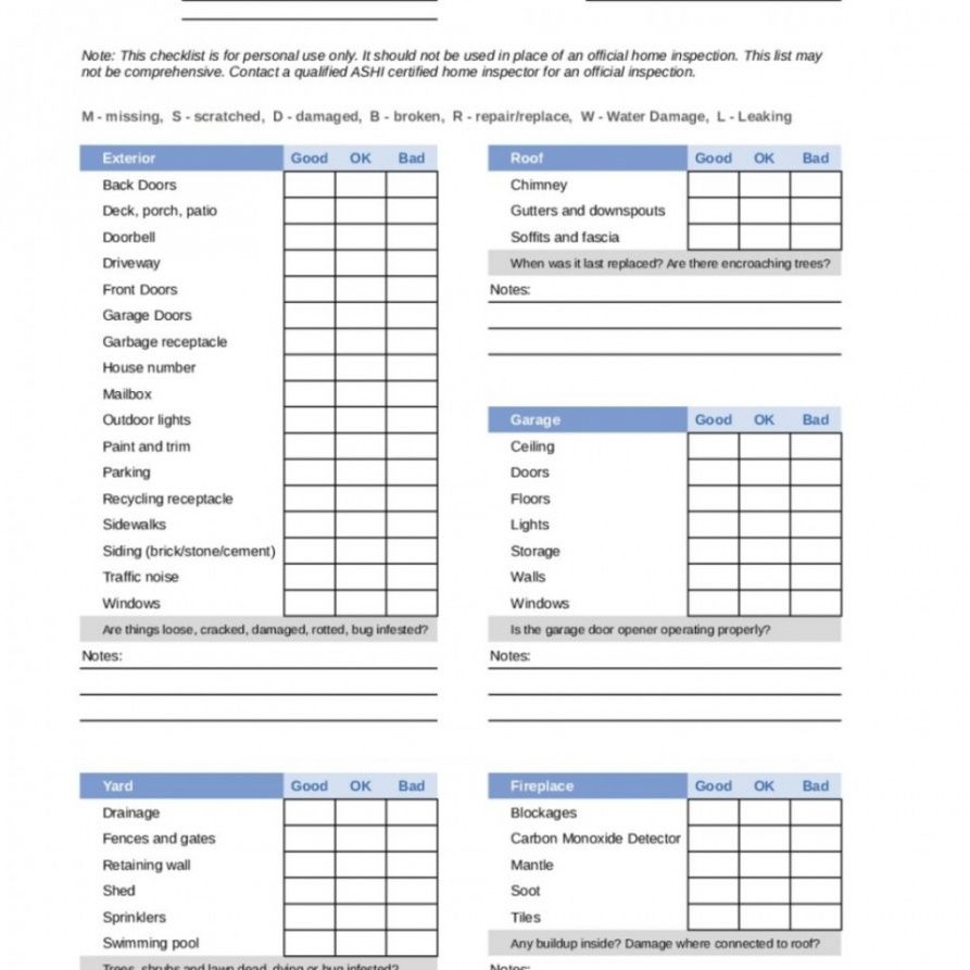 Printable Home Inspection Report Template Word Sample