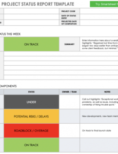 Printable It Project Status Report Template Excel