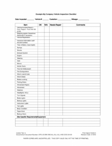 Printable Manufacturing Inspection Report Template Excel Example