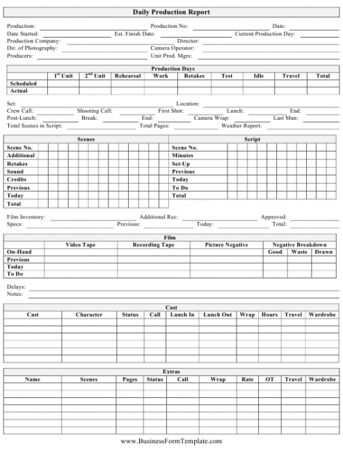 Printable Monthly Production Report Template Excel Example