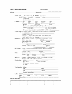 Printable Nursing Shift Report Template Excel Sample