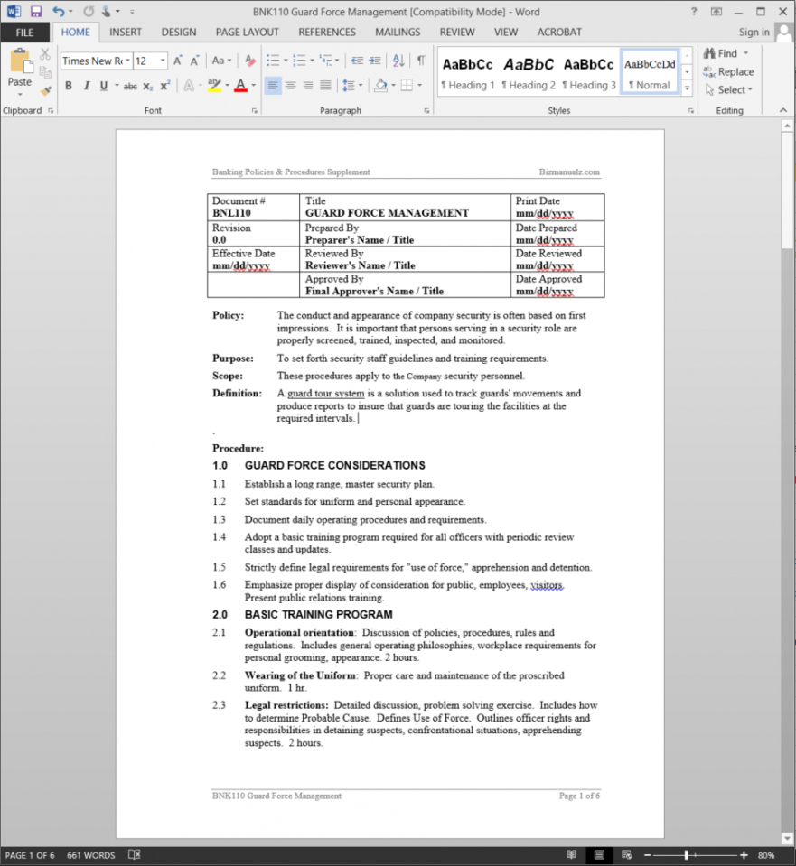 Printable Security Officer Daily Activity Report Template Word Sample